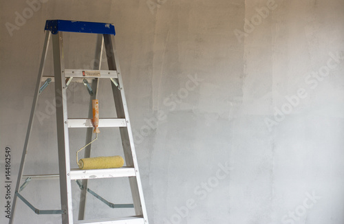 Close up aluminium ladder for a higher jobs for technician, mechanic, artisan, engineer, craftsman and etc.