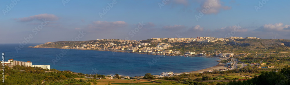 Panorama Mellieha Bay auf Malta