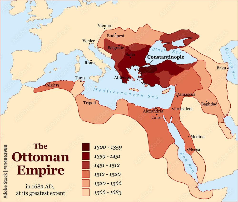 Turkish history - The Ottoman Empire at its greatest extent in