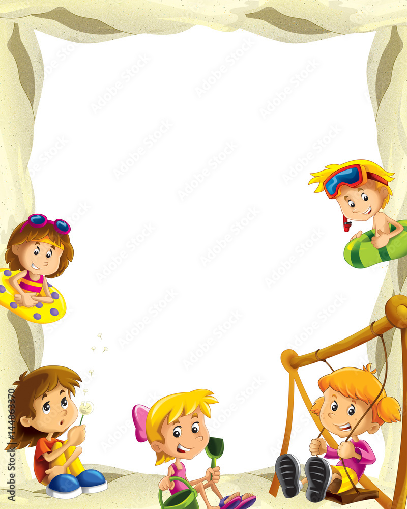 cartoon sand frame with children for different usage space for text cartoon sand frame with children for different usage space for text