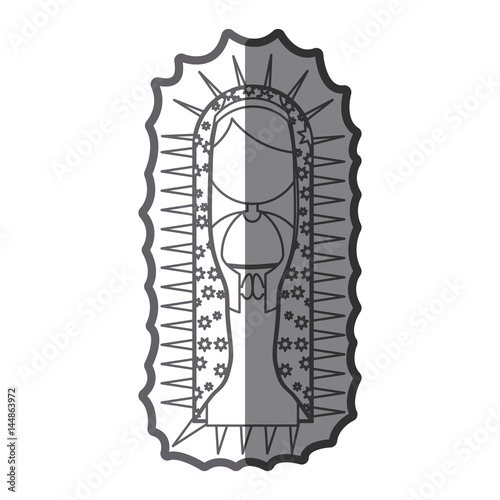 grayscale silhouette of canvas of faceless virgin of guadalupe vector illustration