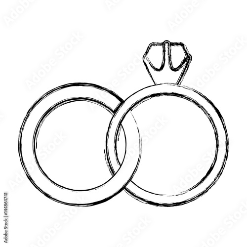 monochrome sketch contour of wedding rings vector illustration