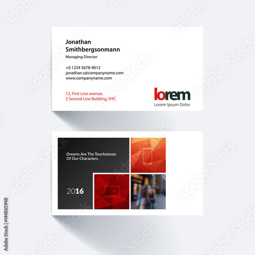Vector business card template with colourful abstract rectangula photo