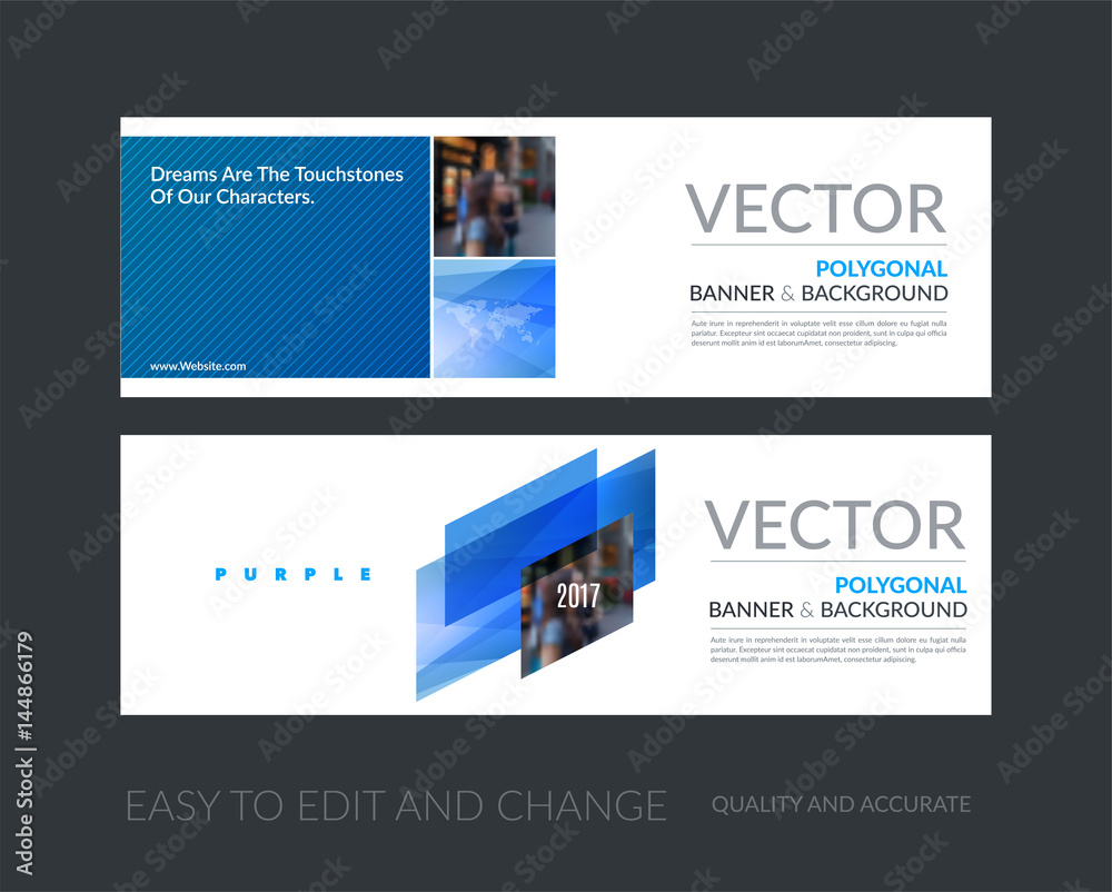 Vector set of modern horizontal website banners with colourful a