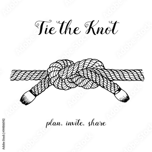 Sailor knot hand drawn vector Illustration. Wedding card illustration.