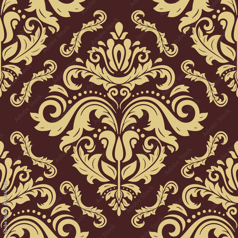 Damask classic golden pattern. Seamless abstract background with repeating elements