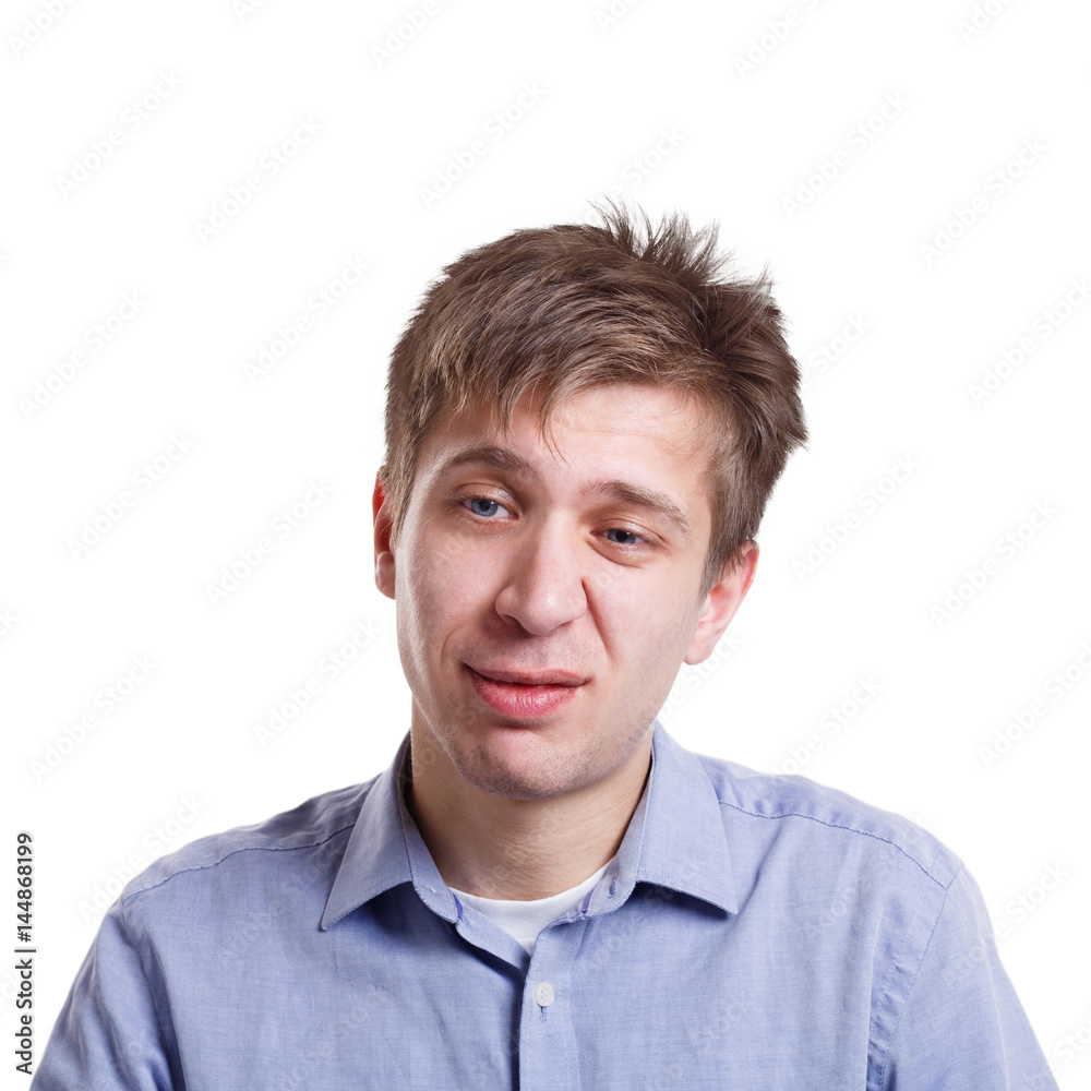 Emotions, man face expressing disgust, isolated Emotions, man face expressing disgust, isolated
