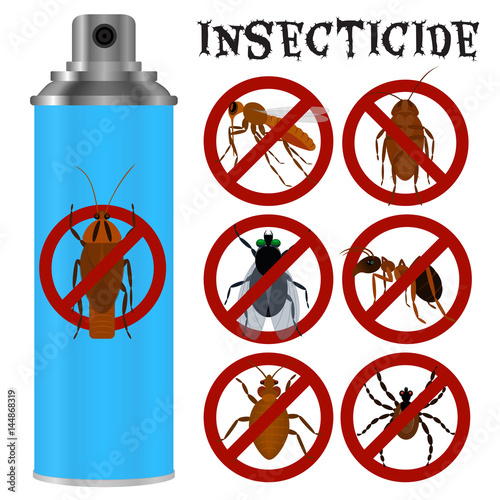 Insecticides set in flat style