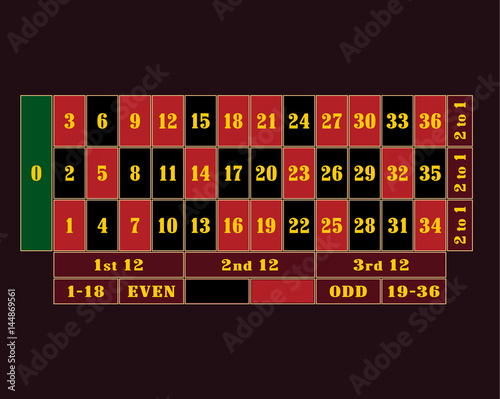 Traditional European Roulette Table vector illustration