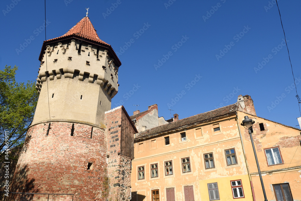 Carpenters Tower, former defensive bastion, Sibiu, Transylvania, Romania,