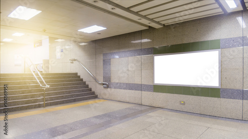 Blank billboard in subway. Useful for your advertising.