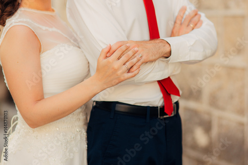 Newlyweds hug each other in Montenegro. Wedding in Montenegro.