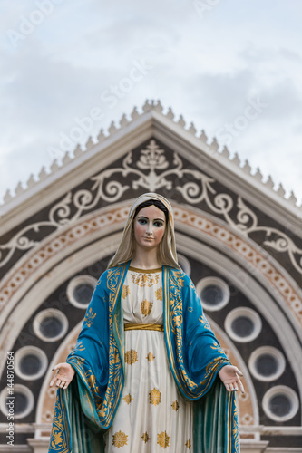 The Blessed Virgin Mary in front of the Roman Catholic Diocese, public place in Chanthaburi,  Thailand.