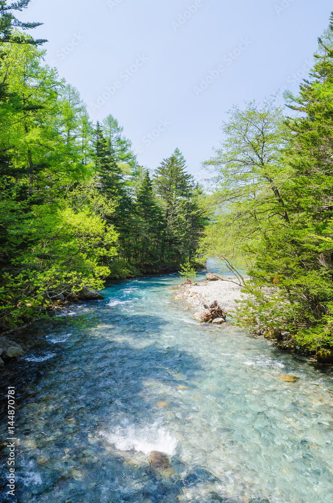Azusa river in kamikochi national park nagano japan