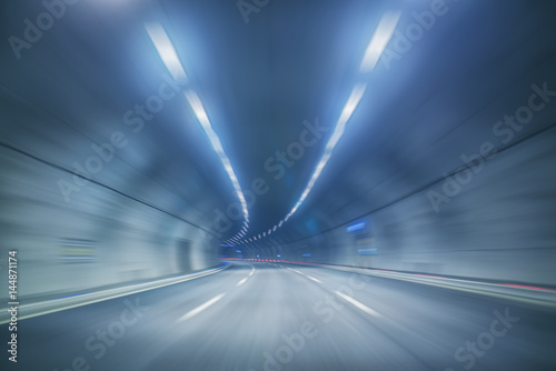 empty tunnel, blue toned image. photo