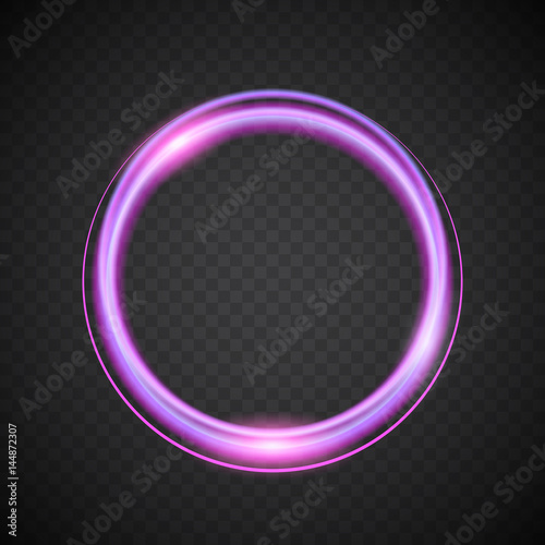 Round banner with purple glow effect on dark background, vector illustration