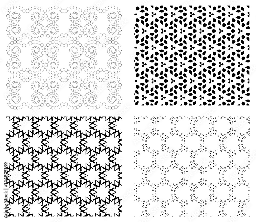 monochrome seamless patterns set monochrome seamless patterns set