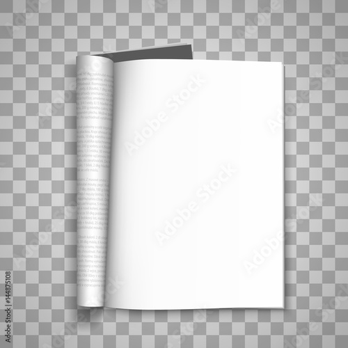 Open the paper journal, Paper Journal, Blank magazin transparent background, Page template design element, Vector illustration