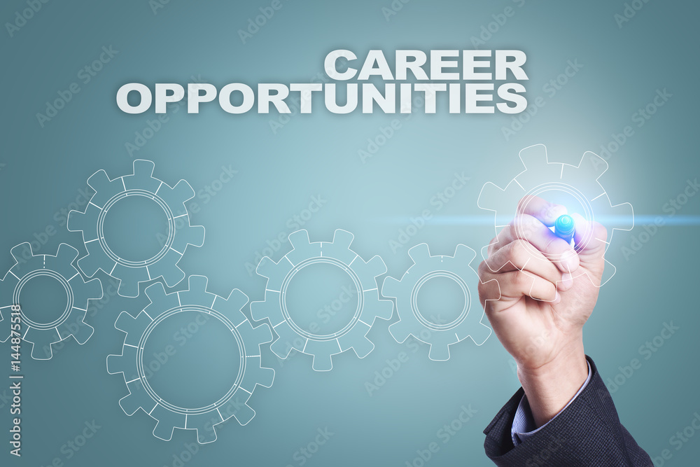Businessman drawing on virtual screen. career opportunities concept Businessman drawing on virtual screen. career opportunities concept