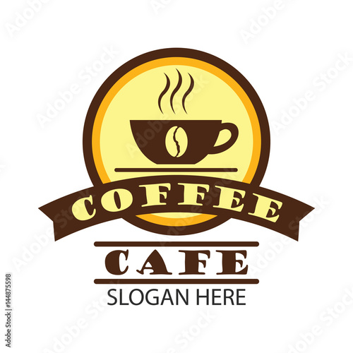Fototapeta Naklejka Na Ścianę i Meble -  coffee shop logo, label, badge with text space for your slogan / tagline,  vector illustration.