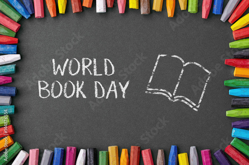 happy world book day with crayons