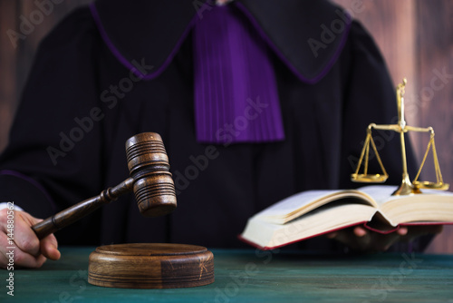 justice and law concept. judge in a courtroom with the gavel, 