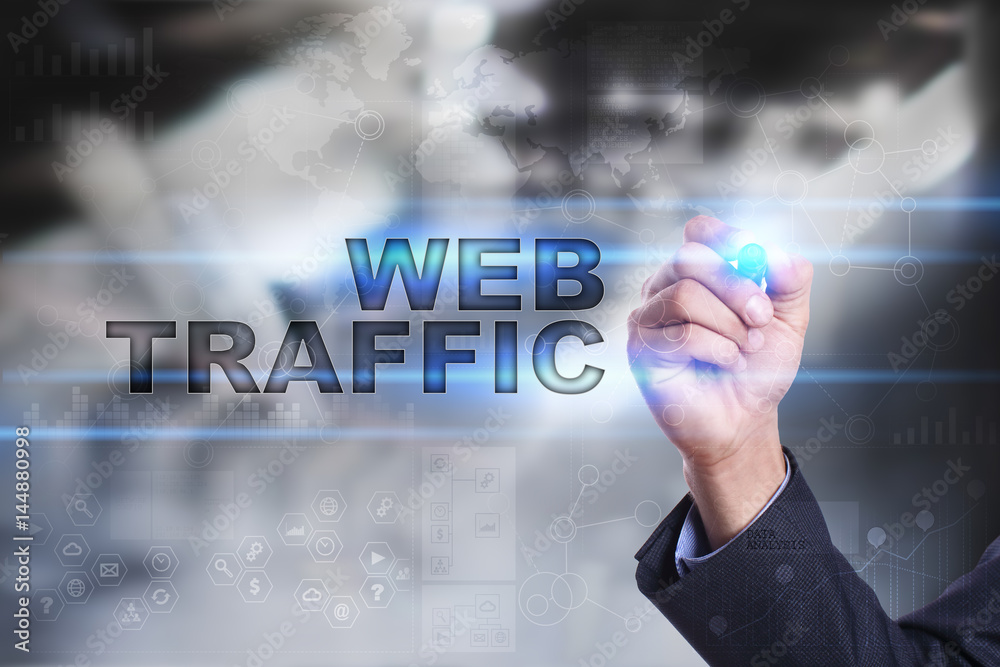 Businessman is drawing on virtual screen. web traffic concept. Businessman is drawing on virtual screen. web traffic concept.