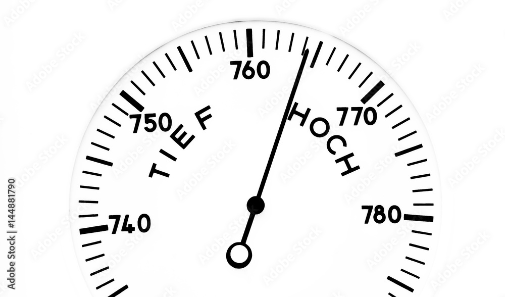 Barometer zeigt ein Hochdruckgebiet an Barometer zeigt ein Hochdruckgebiet an