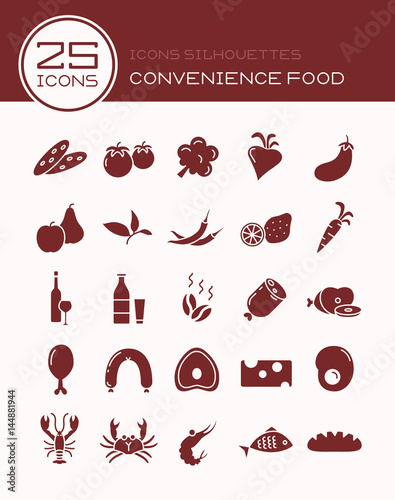 Icons silhouettes convenience food