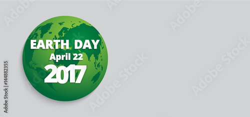 Earth Day banner. Vector lettering illustration on green globe planet