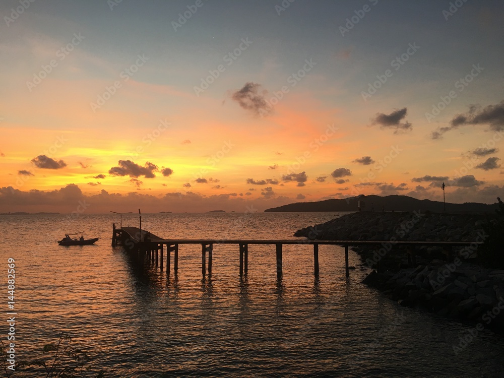 Wooden walkway bridge along the beach,Beach, rocky beach, beautiful beach, wooden bridges, wooden bridges along the beach, Koh Kham, Kham island, Sattahip, Chonburi, Thailand. Wooden walkway bridge along the beach,Beach, rocky beach, beautiful beach, wooden bridges, wooden bridges along the beach, Koh Kham, Kham island, Sattahip, Chonburi, Thailand.