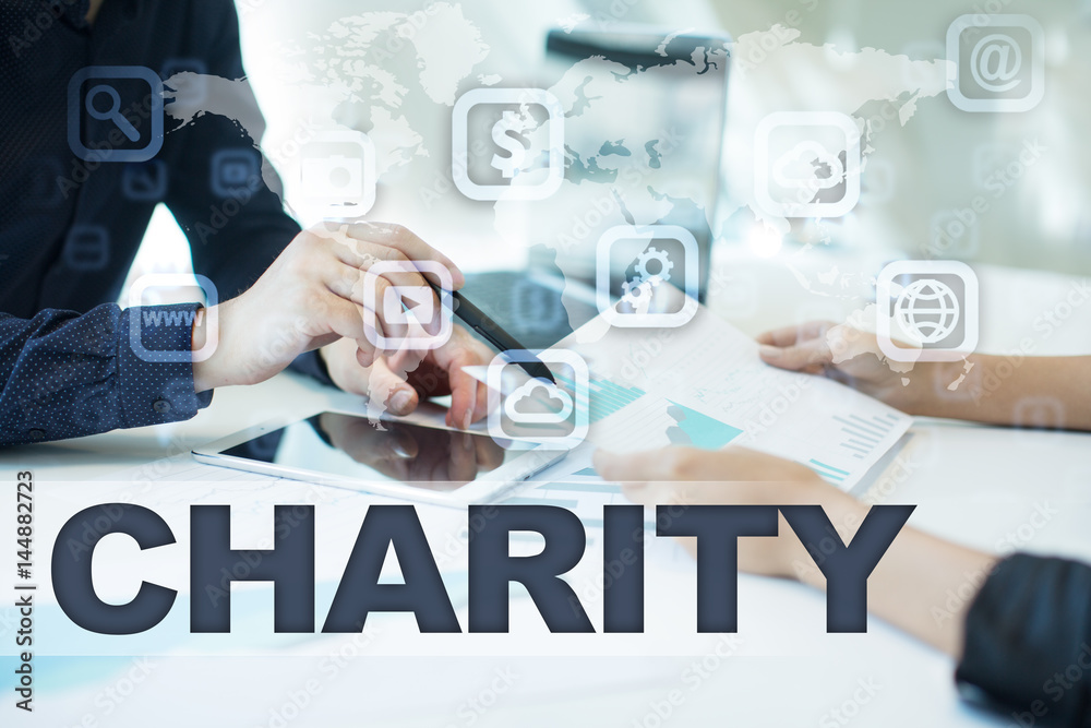 charity on virtual screen. Business, technology and internet concept. charity on virtual screen. Business, technology and internet concept.