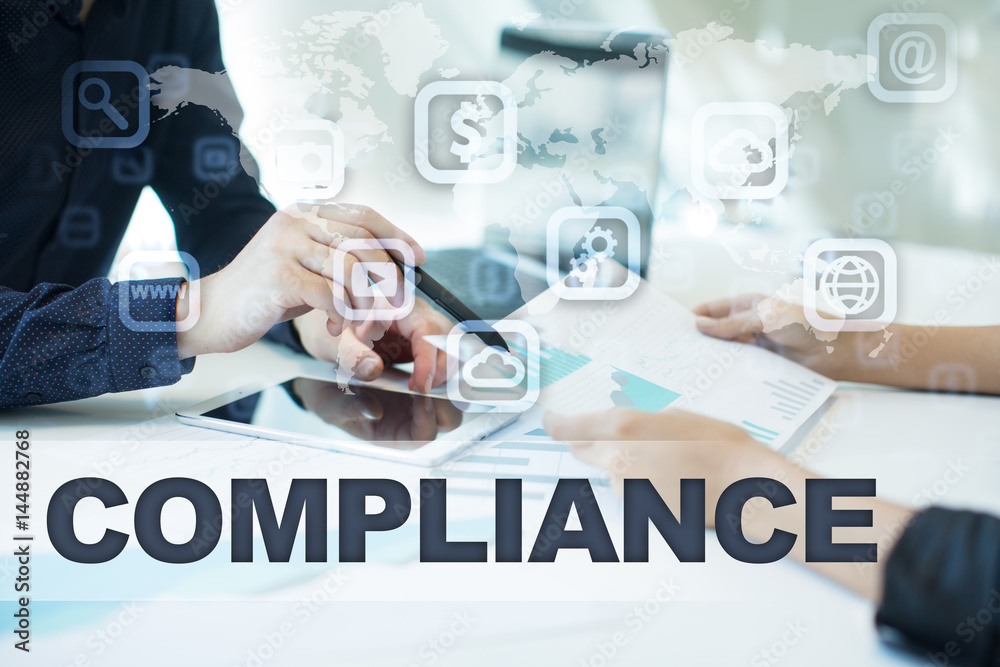 compliance on virtual screen. Business, technology and internet concept. compliance on virtual screen. Business, technology and internet concept.