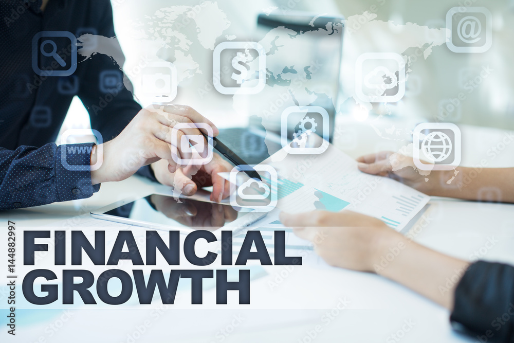 financial growth on virtual screen. Business, technology and internet concept. financial growth on virtual screen. Business, technology and internet concept.