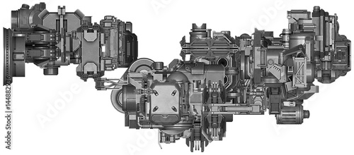 3d illustration of abstract industrial equipment technology