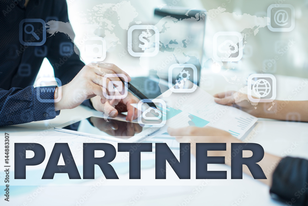 partner on virtual screen. Business, technology and internet concept. partner on virtual screen. Business, technology and internet concept.