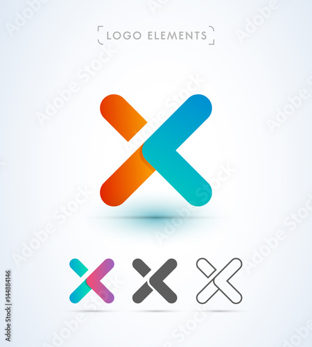 Abstract origami letter X logo template. Application icon and corporate identity set.
