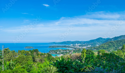 Andaman Landscape of Phuket. Patong Beach, Karon Beach, Kata Beach, Taken from Karon Viewpoint. Located in Phuket, Thailand.