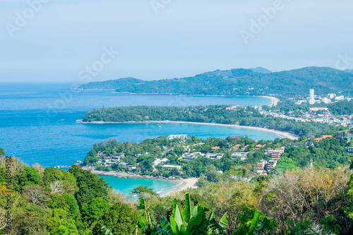 Andaman Landscape of Phuket. Patong Beach, Karon Beach, Kata Beach, Taken from Karon Viewpoint. Located in Phuket, Thailand.