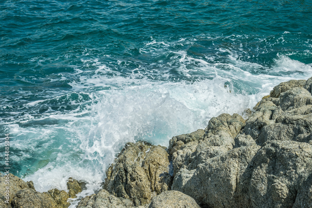Fototapeta premium Waves in ocean Splashing Waves Andaman Phuket Thailand