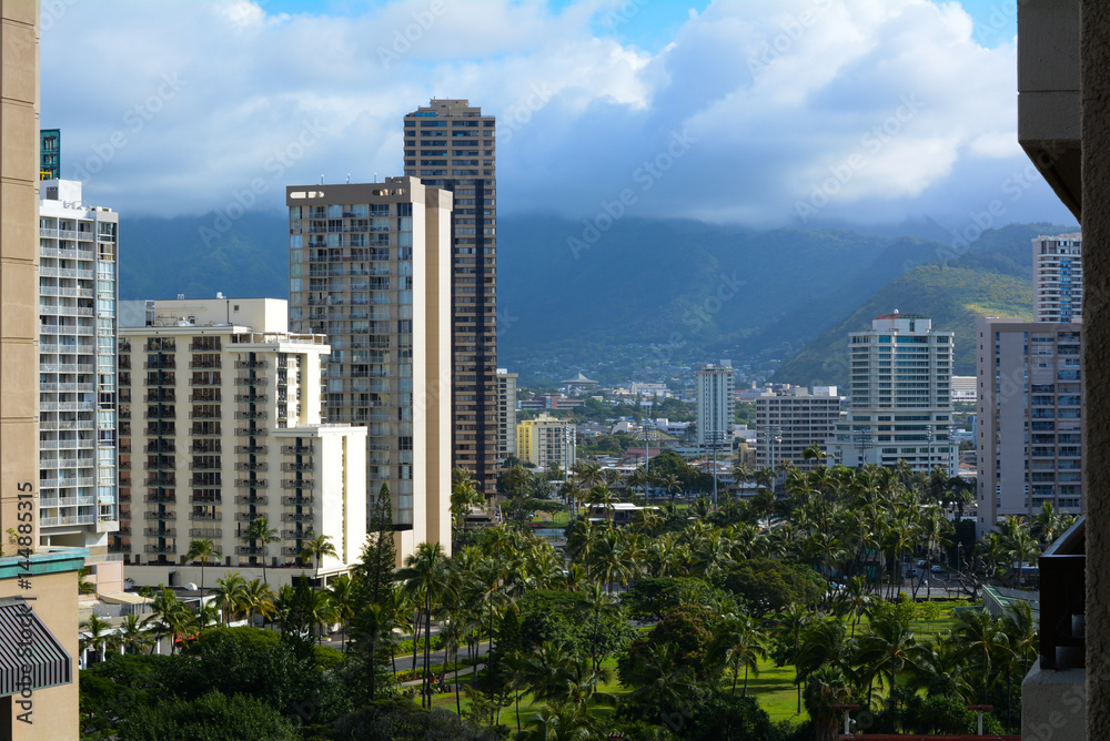 Looking Through Waikiki Towards Diamond Head