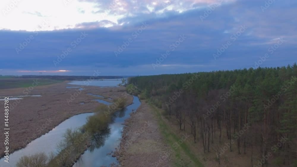 Aerial shot of the River gap at sunset Aerial shot of the River gap at sunset
