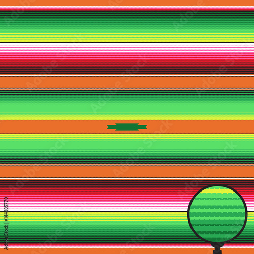 Mexican Blanket Stripes Seamless Vector Pattern. Orange Lime Green Serape Rug Threads Texture. Background for Cinco de Mayo Party Decor or Mexican Food Restaurant Menu. Pattern Tile Swatch Included.