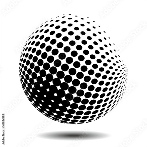 Set abstract halftone 3D spheres. Dotted spot vector design elements. © ofkosnekras