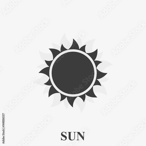 Simple sun vector icon on white background.