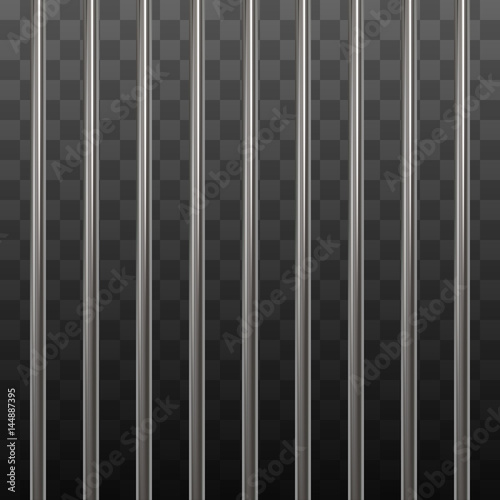 Steel prison bars on black transparent background. Vector illustration.