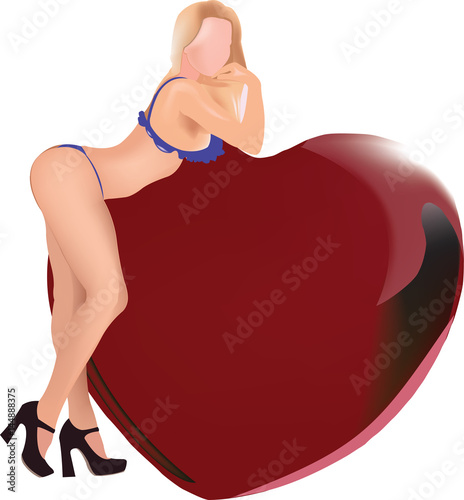 ragazza in costume appoggiata al cuore