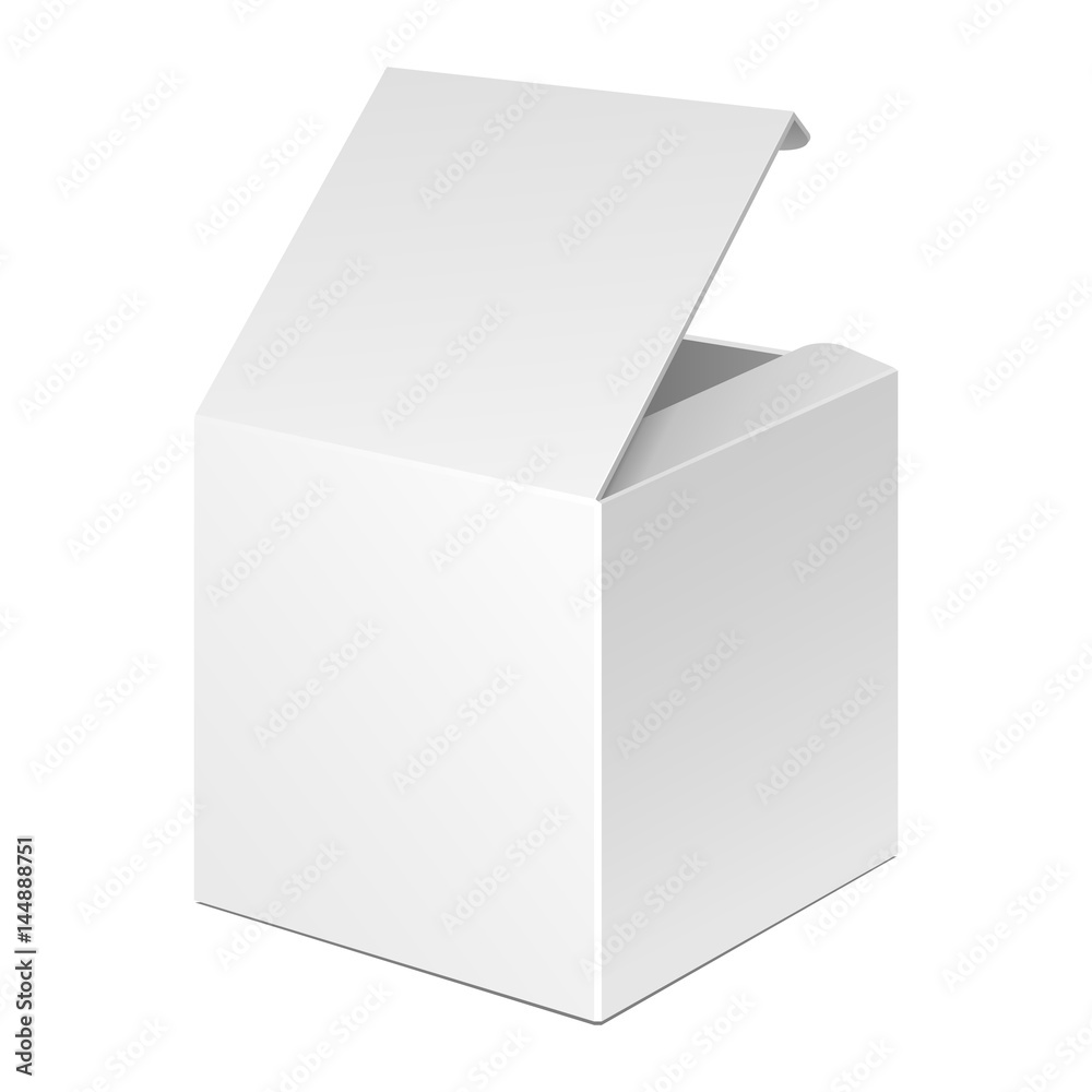 Opened White Product Cardboard Package Box. Illustration Isolated On White Background. Mock Up Template Ready For Your Design. Product Packing Vector EPS10. Isolated. Opened White Product Cardboard Package Box. Illustration Isolated On White Background. Mock Up Template Ready For Your Design. Product Packing Vector EPS10. Isolated.