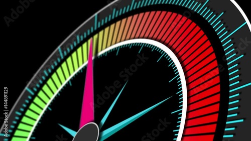 Indicator shows the maximum high speed acceleration motion blur. 4K UHD animation seamless loop video.