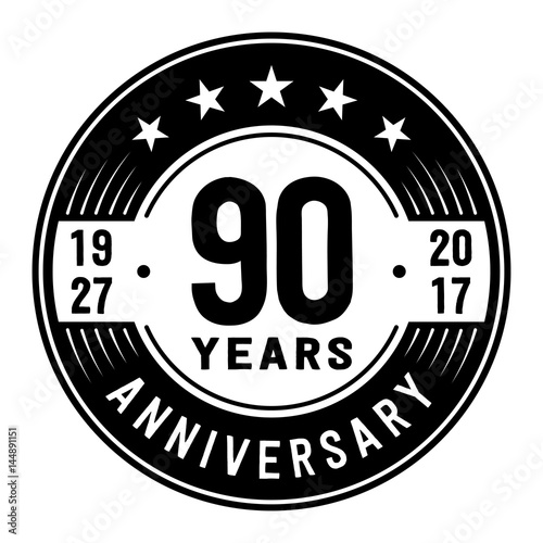 90 years anniversary logo template. Vector and illustration.